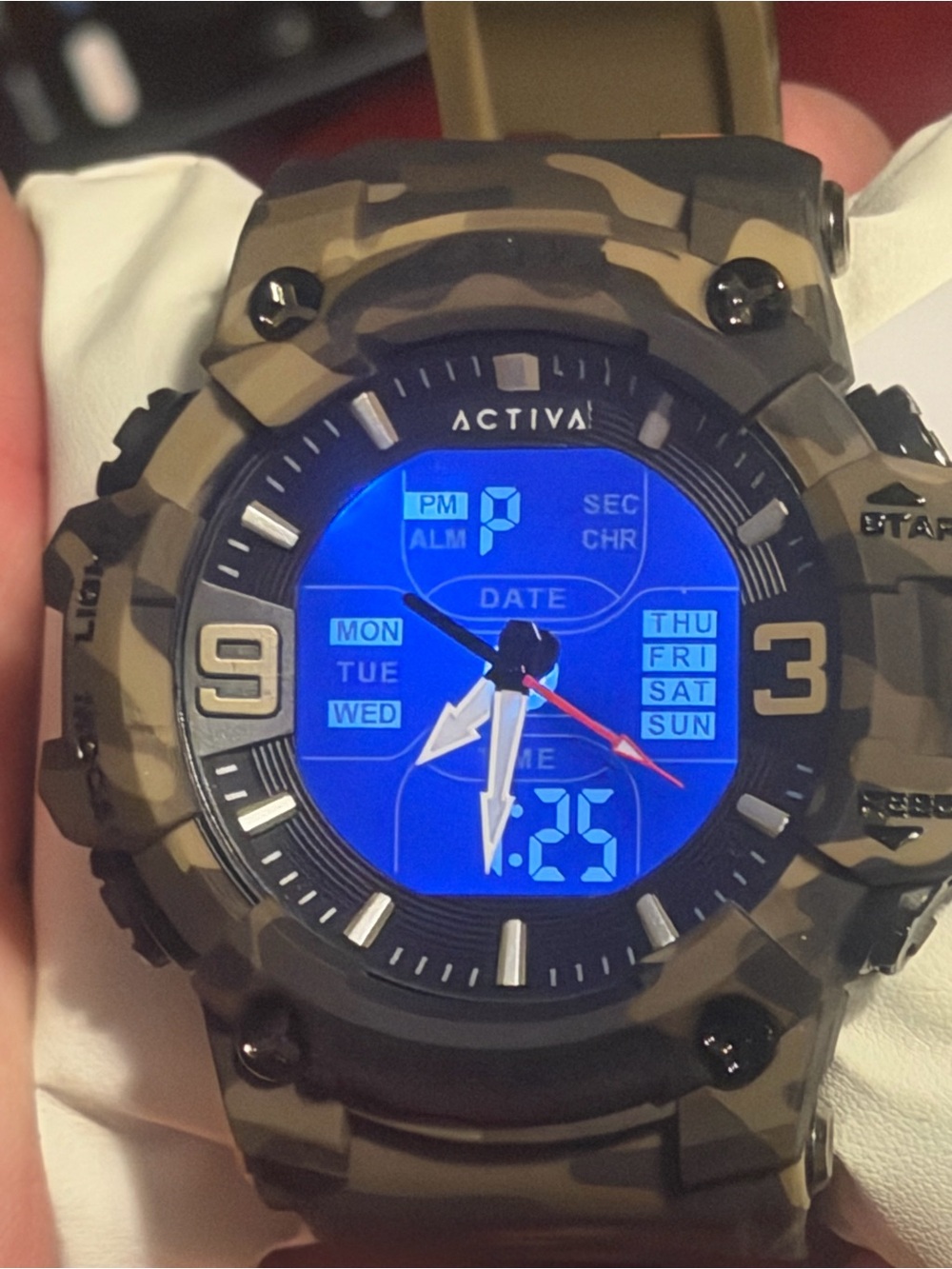 Ativa Camouflage Sport Watch - Green Camo with Blue Dial
